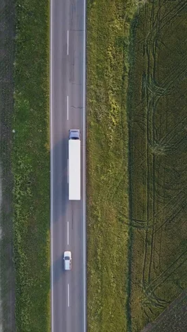 Topdown view of truck with trailer attached